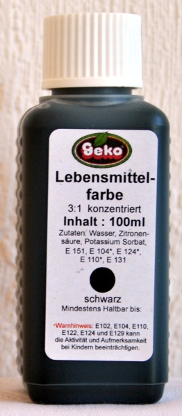 "GEKO" Lebensmittelfarbe, flüssig (schwarz) 100ml